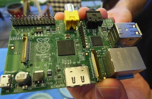 A Raspberry Pi is a full-blown computer small enough to hold in your hand.