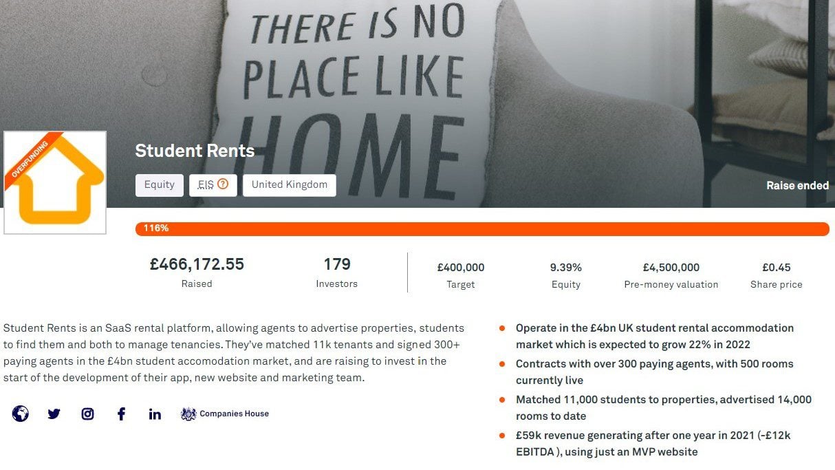Student Rents Crowdcube raise