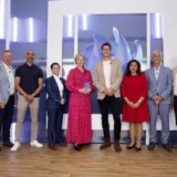 Halocycle with judges for Tech Innovator in the UK 2024 finals