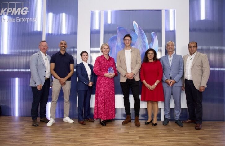 Halocycle with judges for Tech Innovator in the UK 2024 finals